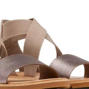 Sorel Ella flat sandals NEW Size 8 Ash Brown